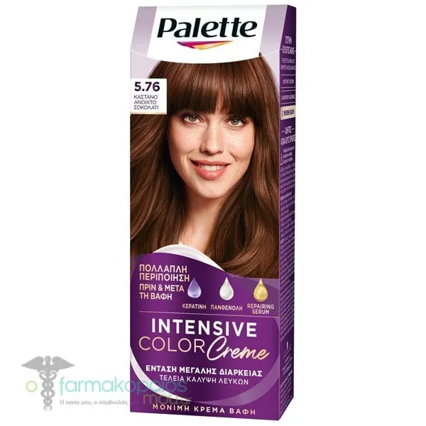 Schwarzkopf Palette Intensive Color Cream Μόνιμη Κρέμα Βαφή Μαλλιών No.5.76 Καστανό Ανοιχτό Σοκολατί, 1τεμ