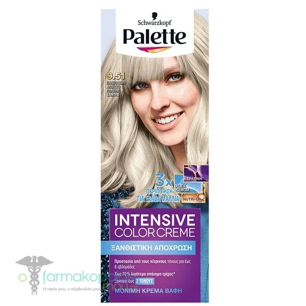 Schwarzkopf Palette Intensive Color Creme No. 9.51 Βαφή Ξανθό Πολύ Ανοιχτό Πλατινέ Σαντρέ, 50ml