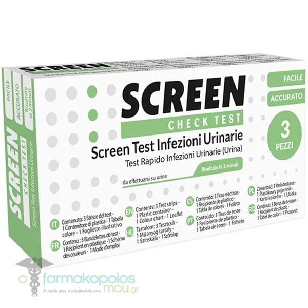 Screen Check Test Urine Infection Τεστ Ουρολοίμωξης, 3τεμ