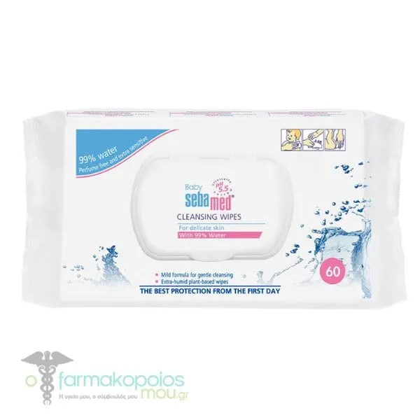 Sebamed Baby Cleansing Wipes for Delicate Skin 99% Water, 60pcs