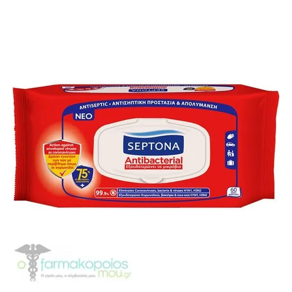 Septona Antibacterial Hand Wipes 75% Ethanol, 60pcs