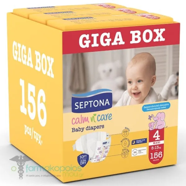 Septona Giga Box Calm N' Care Baby Diapers Maxi No 4 (8-13kg), 156pcs