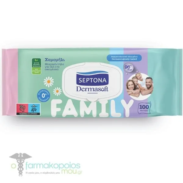 Septona Dermasoft Family Baby Wipes, 100pcs