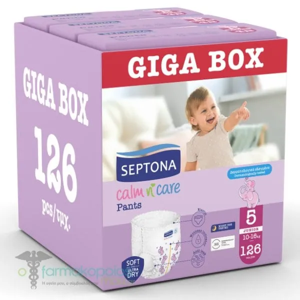 Septona Giga Box Calm N' Care Baby Diaper Pants Junior No 5 (10-16kg), 126pcs