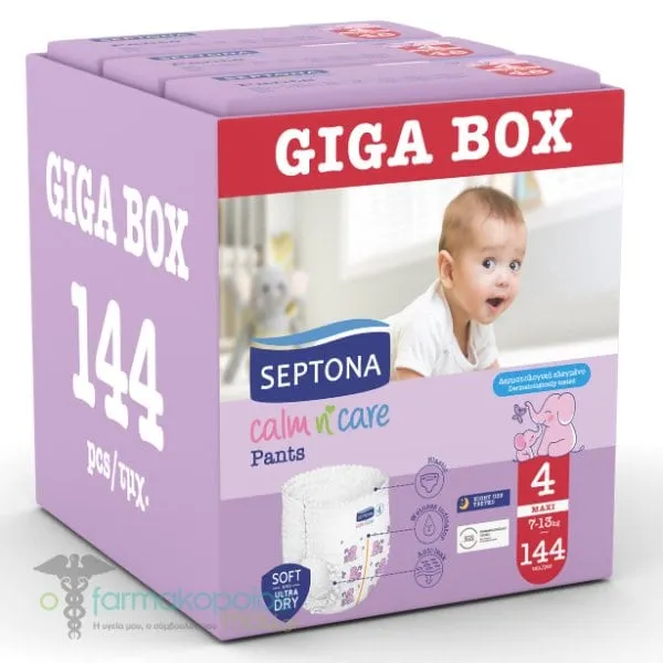 Septona Giga Box Calm N' Care Baby Diaper Pants Maxi No 4 (7-13kg), 144pcs