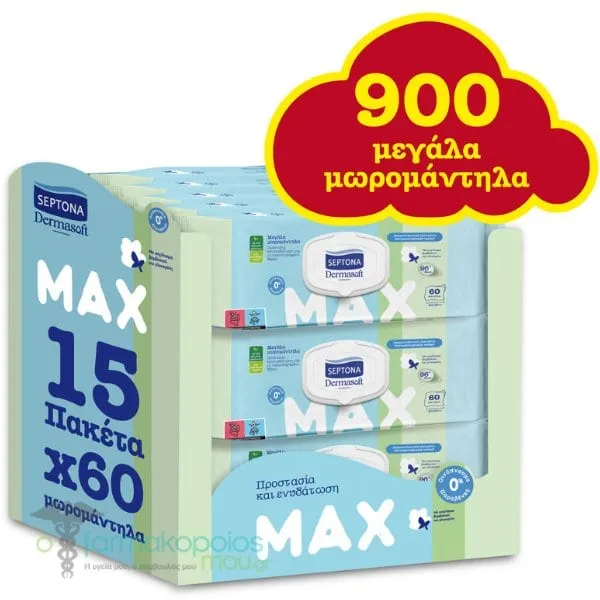 Septona Dermasoft Max Promo Baby Wipes, 15x60pcs