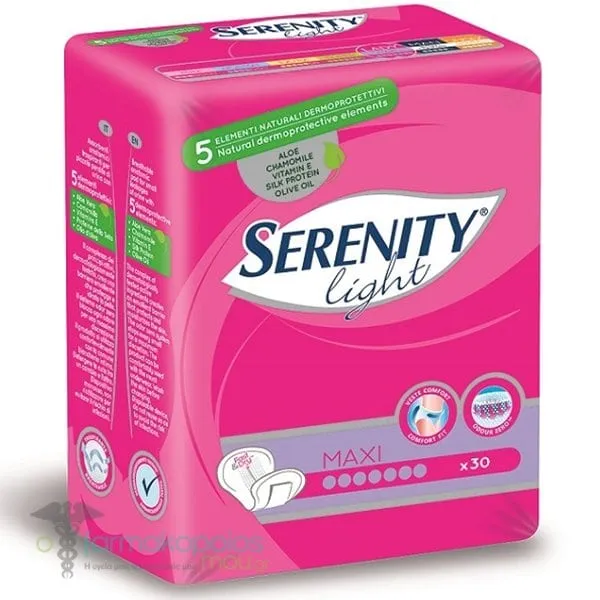 Serenity Light Maxi Σερβιέτες Ελαφράς Ακράτειας, 30τεμ