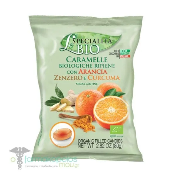 Serra Le Specialita Bio Organic Candies with Orange, Ginger & Turmeric, 80g