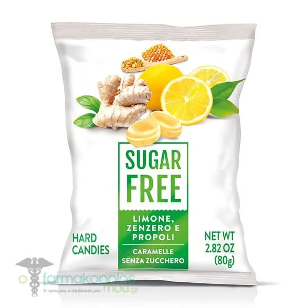 Serra Sugar Free Hard Candies Lemon, Ginger & Propolis, 80g