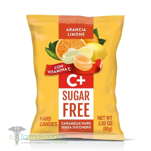 Serra Sugar Free Hard Candies Orange, Lemon & Vit C+, 80g