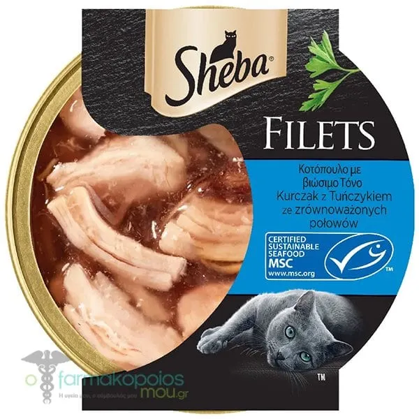 Sheba Filets Υγρή Τροφή για Γάτες με Κοτόπουλο &amp; Τόνο σε Δισκάκι, 60gr