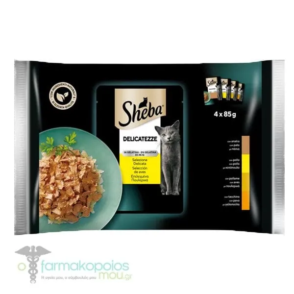 Sheba Wet Cat Food Multipack with Selected Poultry, 4x85gr