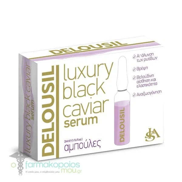 Delousil Luxury Black Caviar Serum Ampoule for Nourishment with Anti-Wrinkle Action, 2ml