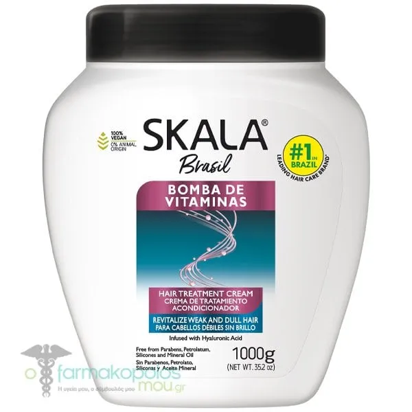 Skala Brasil Bomba de Vitaminas Κρέμα Μαλλιών για Αδύναμα & Θαμπά Μαλλιά, 1kg