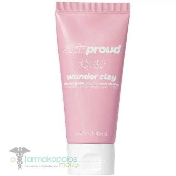 Skin Proud Wonder Clay Clarifying Pink Clay to Cream Cleanser, 75ml