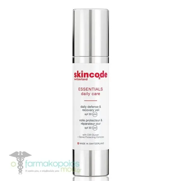 Skincode Essentials Daily Defense & Recovery Veil Αντιοξειδωτική Ενυδατική Κρέμα Προσώπου SPF30, 50ml