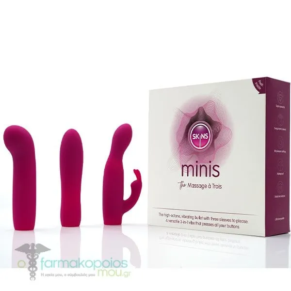 Skins Minis The Massage A Trois Δονητής 3σε1 με 3 Διαφορετικές Κεφαλές, 1σετ