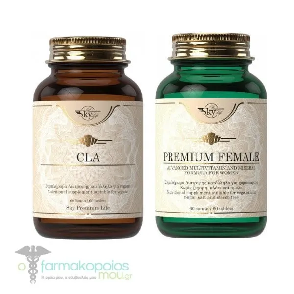 Sky Premium Life Promo Pack for Obesity with CLA, 60tabs & Premium Female Multivitamin, 60tabs, 1set