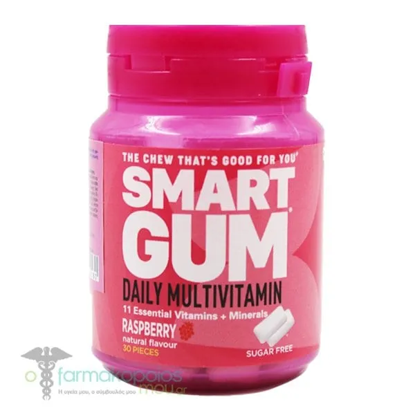 Smart Gum Daily Multivitamin Raspberry, 30gums