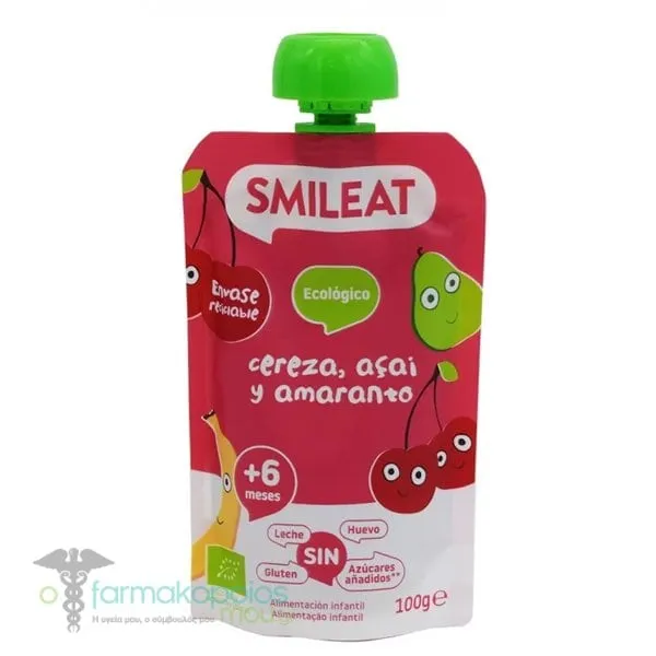Smileat Fruit Purees with Cherry, Acai & Amaranth 6m+, 100g