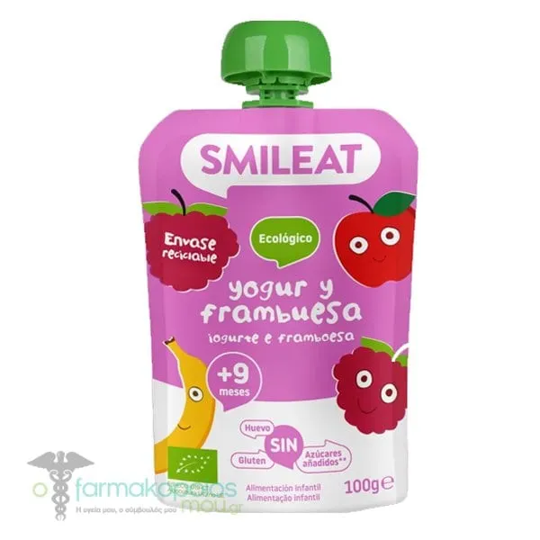 Smileat Fruit Purees with Yogurt & Raspberries 9m+, 100g
