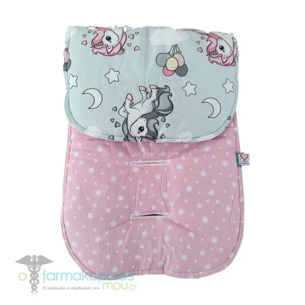 So Sweet Line 2-Sided Stroller Cover with Unicorns & Stars Pink, 1pc
