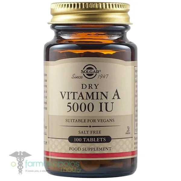 Solgar Dry Vitamin A 5000IU, 100tabs