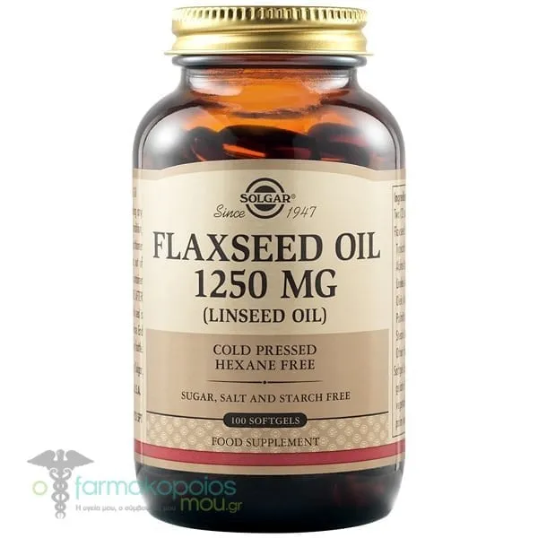 Solgar Flaxseed Oil 1250mg, 100softgels