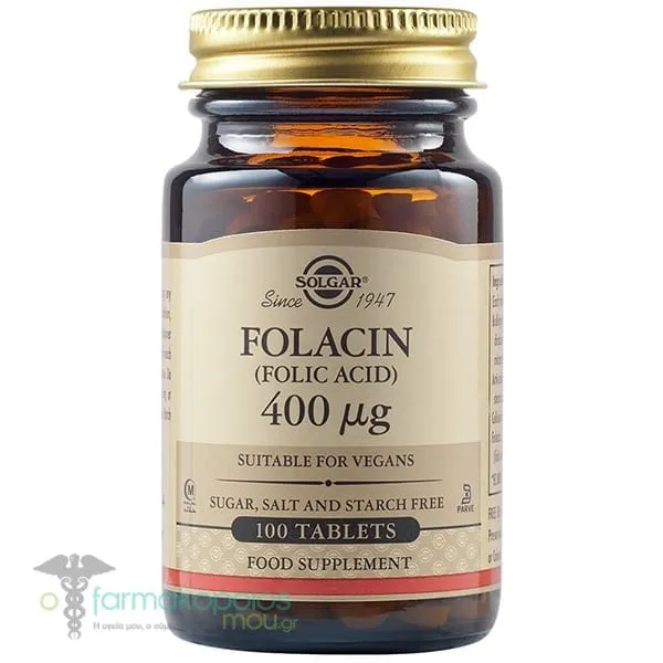 Solgar Folacin (Folic Acid) 400μg, 100tabs