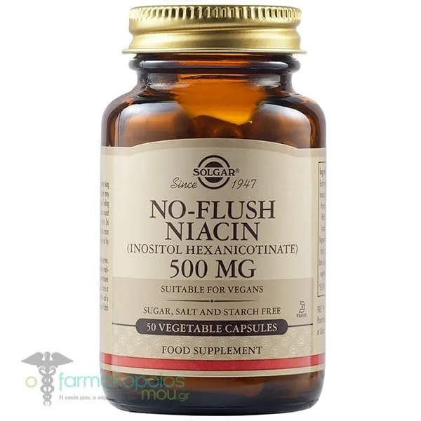 Solgar No-Flush Niacin 500mg, 50veg.caps