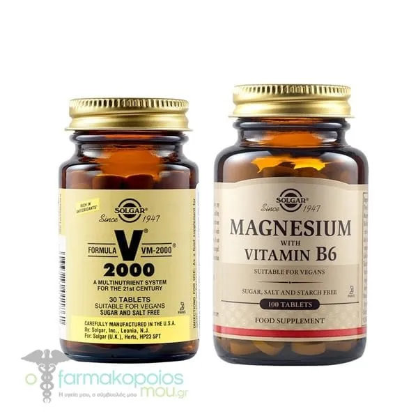 Solgar Promo Formula VM-2000, 30tabs & Magnesium with Vitamin B6, 100tabs, 1set