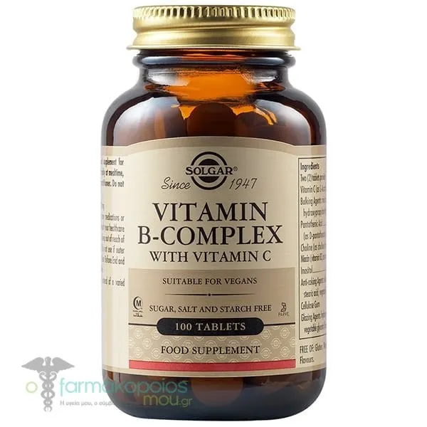Solgar Vitamin B-Complex with Vitamin C, 100tabs