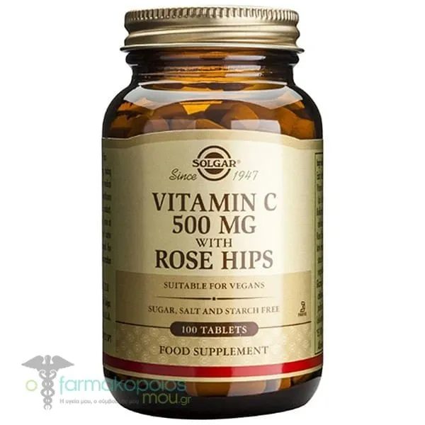 Solgar Vitamin C 500mg with Rose Hips, 100tabs