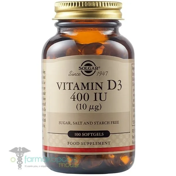 Solgar Vitamin D3 400 IU (10μg), 100softgels