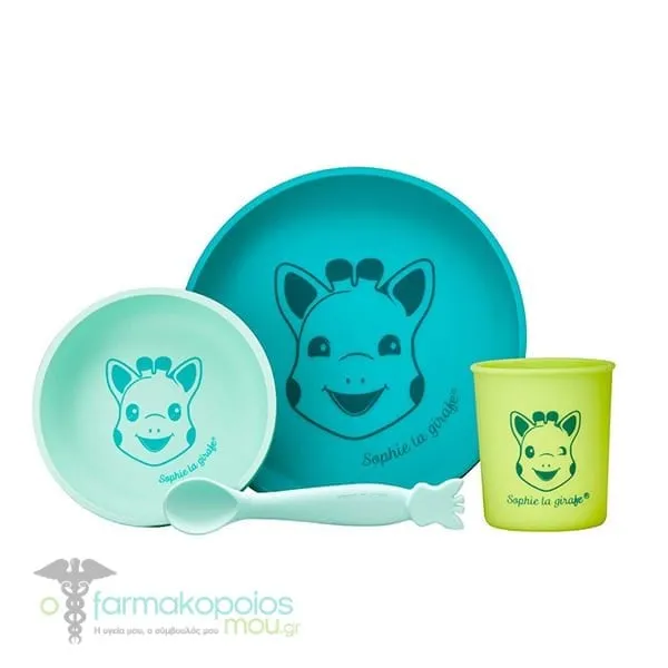 Sophie la Girafe Colorful Silicone Food Set with Non-slip Base, 4pcs - Γαλάζιο-Τρικουάζ