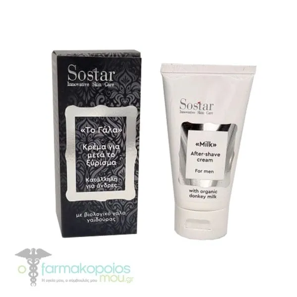 Sostar "The Milk" Men's Moisturizing After Shave Cream with Organic Donkey Milk, 50ml