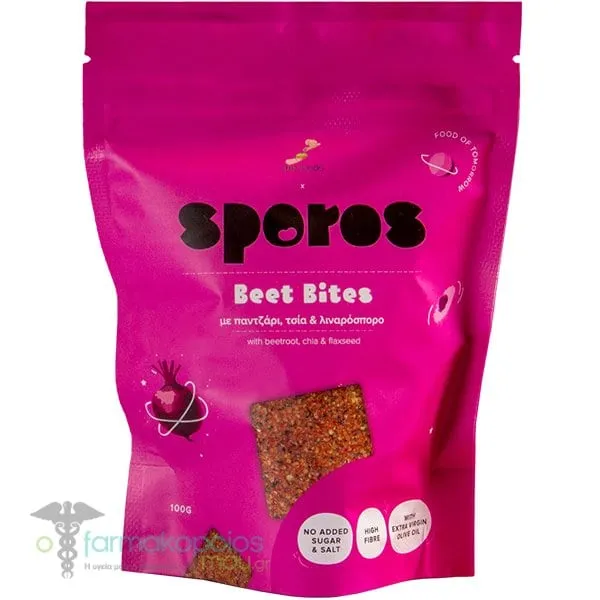 Sporos Beet Bites Crackers with Chia & Flaxseed & Oats, 100g
