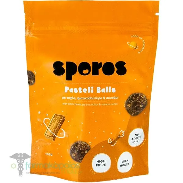 Sporos Pasteli Balls Energy Balls with Tahini & Peanut Butter & Sesame, 105g