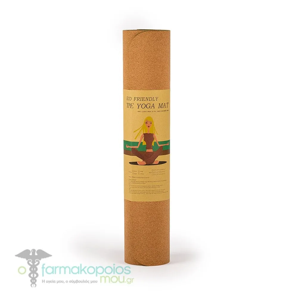 Stretching Cat Yoga Mat, PVC - Greek Cork, 8mm 61x1.73cm, 1pc