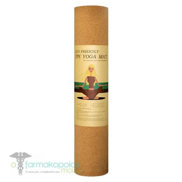 Stretching Cat Yoga Mat, PVC - Lilac Cork, 8mm 61x1.73cm, 1pc