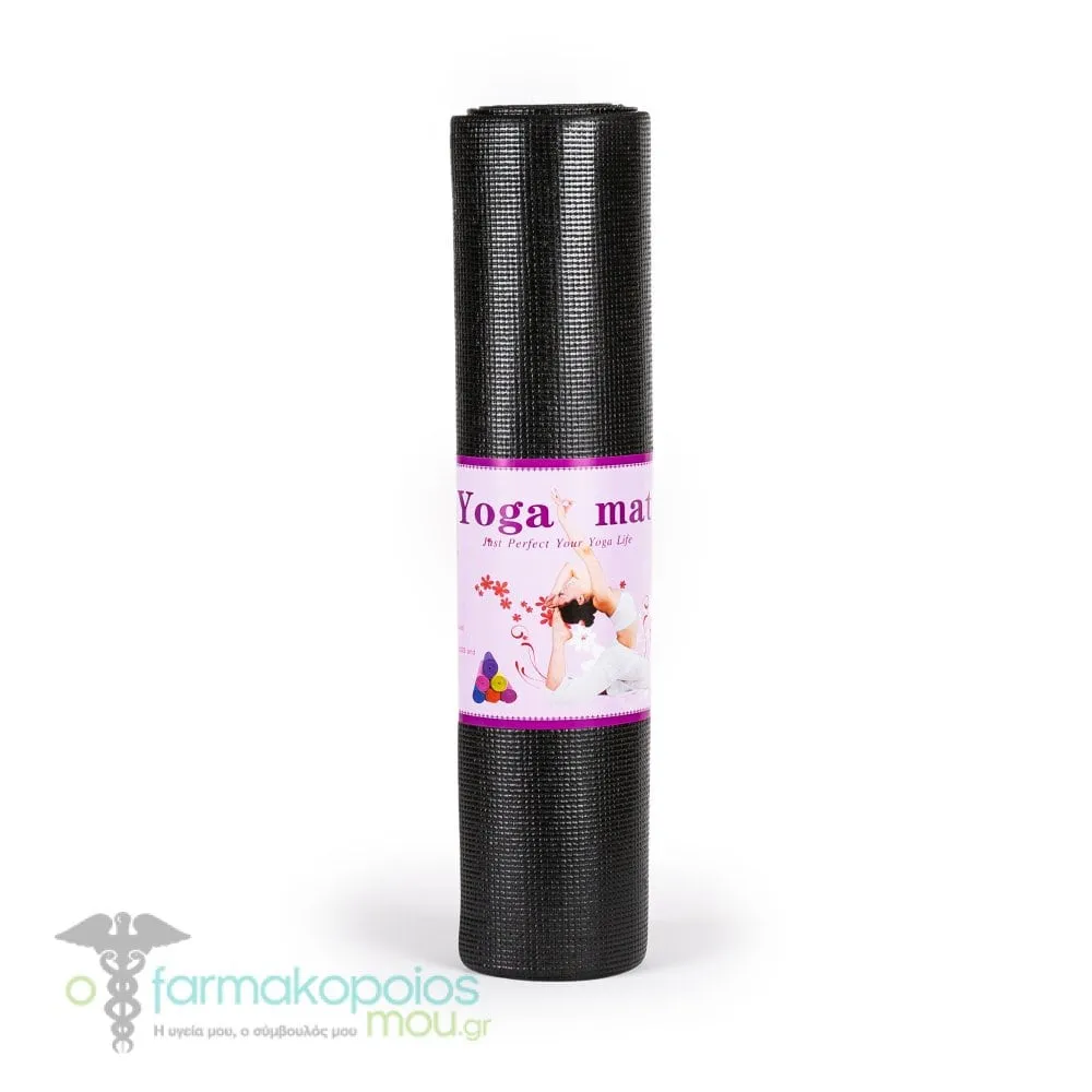 Stretching Cat Yoga Mat, PVC - Black, 8mm 61x1.73cm, 1pc