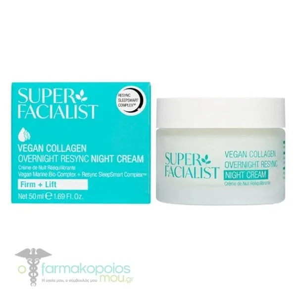 Super Facialist Vegan Collagen  SleepSmart Overnight Resync Night Cream, 50ml