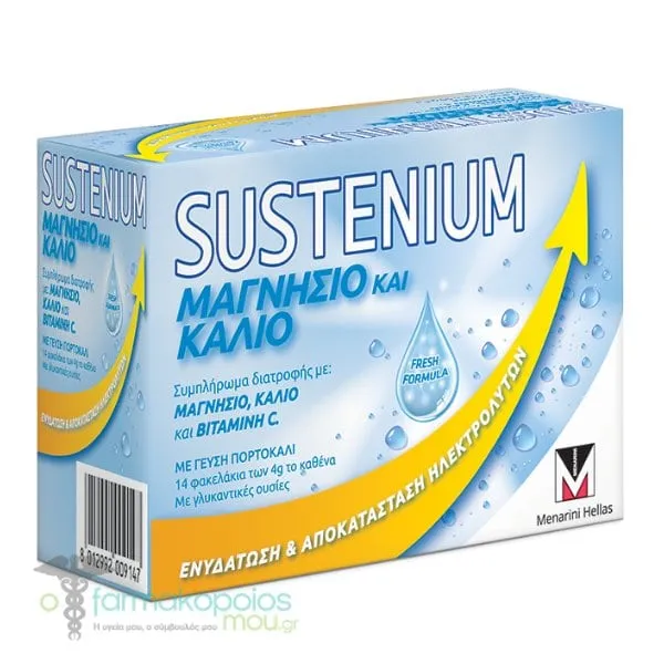 Sustenium Magnesium & Potassium Orange Flavor, 14sachets