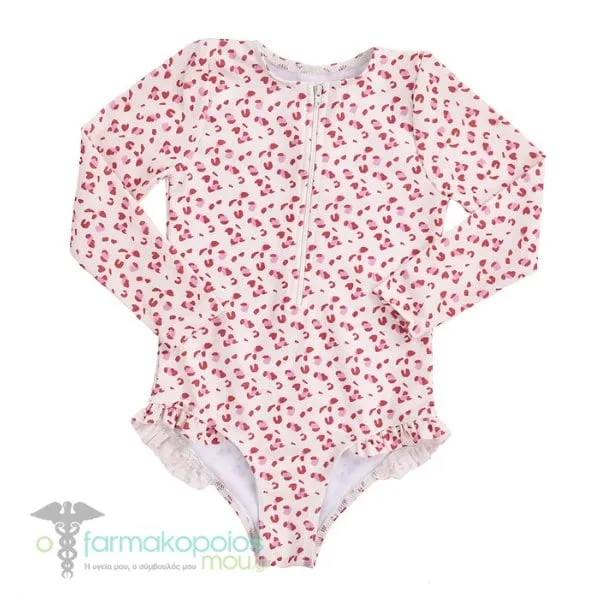 Swim Essentials One Piece Swimsuit with Long Sleeves, 1 pc - Old Pink Leopard