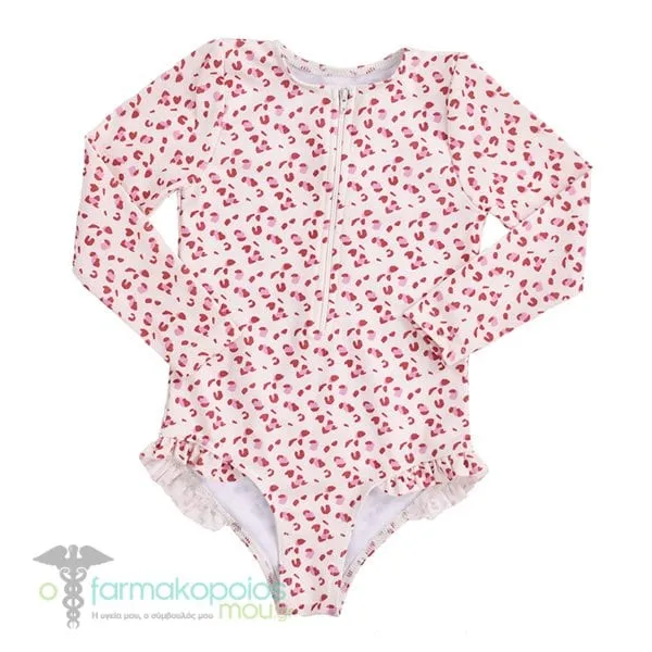 Swim Essentials One Piece Swimsuit with Long Sleeves, 1pc - Old Pink Leopard