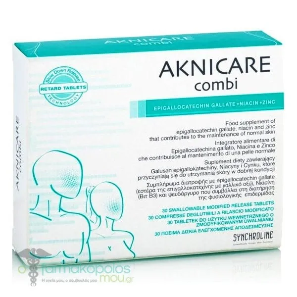 Synchroline Aknicare Combi Συμπλήρωμα Διατροφής για Διατήρηση της Φυσιολογικής Επιδερμίδας, 30 tabs