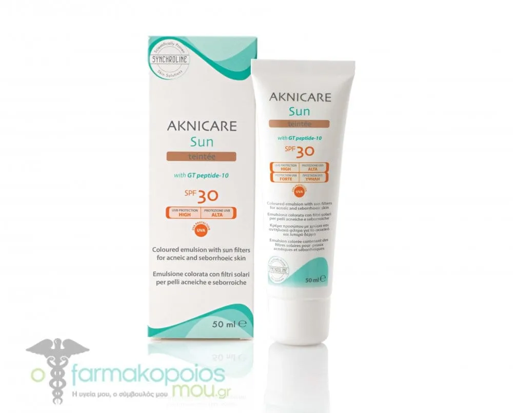 Synchroline Aknicare Sun Teintee Colored Face Cream for Acne-Prone, Oily Skin SPF30, 50ml