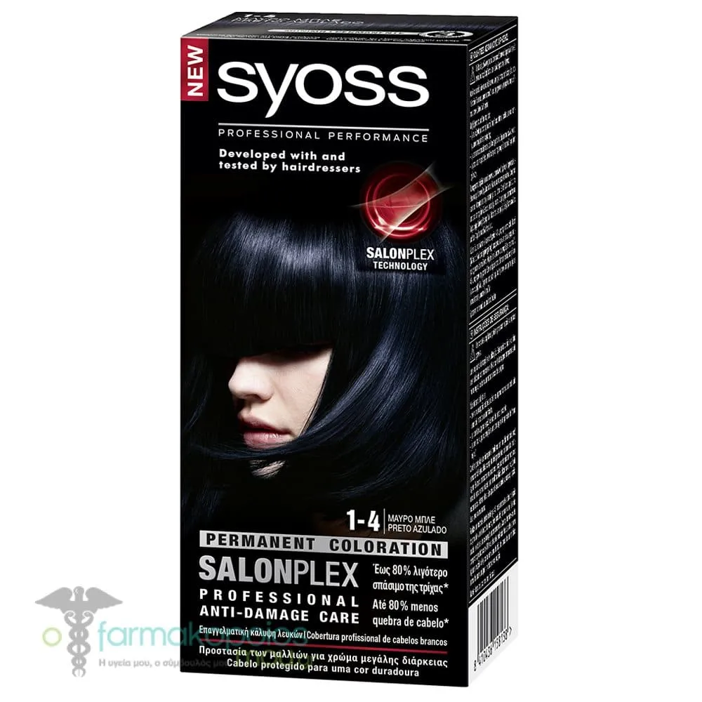 Syoss Color Professional Performance Hair Dye No.1-4 Black Blue, 1pc