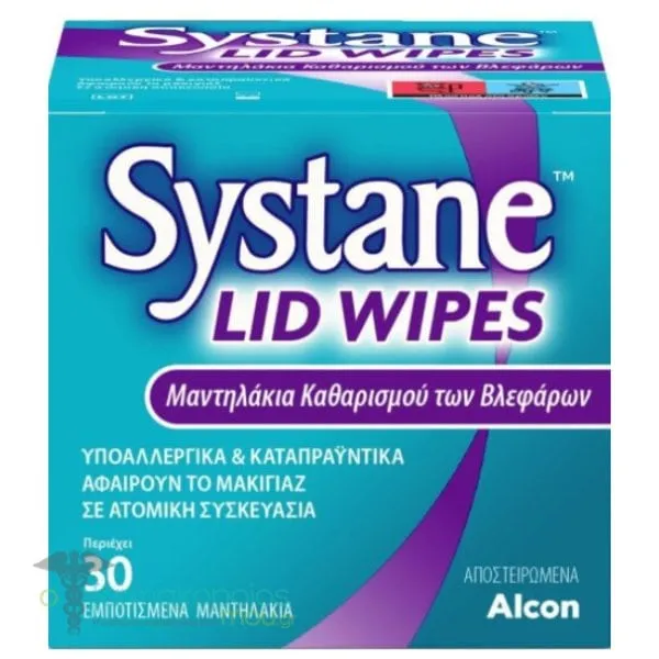 Systane Lid Wipes Μαντηλάκια Καθαρισμού Βλεφάρων, 30τεμ