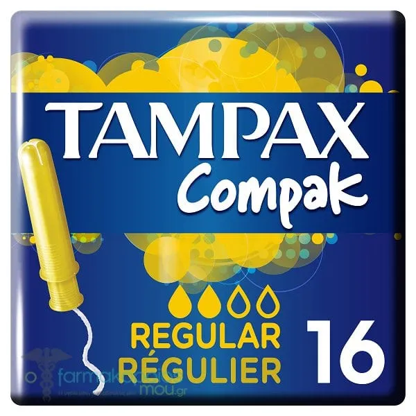 Tampax Compak Regular Tampons Ταμπόν με απλικατέρ Υψηλής Απορροφητικότητας, 16 τεμάχια